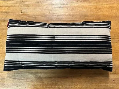 Vtg BOUSSAC Lumbar Pillow PIERRE FREY Linen & Velvet Stripe TAN/BLACK 22 X 12 • $49