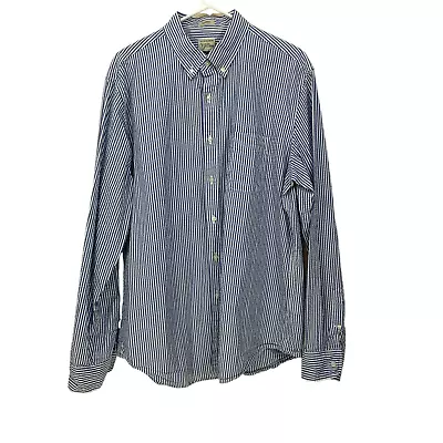 J. Crew Men's Large Button Down Shirt Classic Cotton Striped Blue Long Sleeve • $15.84