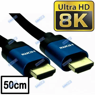 £4.75 • Buy V2.1 BLUE SHORT 0.5m ULTRA HD 8K HDMI LEAD SKYQ PS4 XBOX TV CABLE 50cm