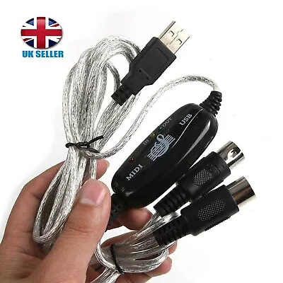 USB To Midi Cable Interface Converter Adapter Music Keyboard Piano For PC Laptop • £12.59