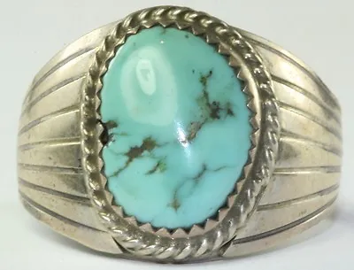 Vtg 1990's Yet Never Worn Mens Sterling Silver Turquoise Ring Size 11.75  • $100