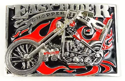 Large Motorcycle Belt Buckle Easy Rider Chopper Bike Biker Black Red Silver • $12.50