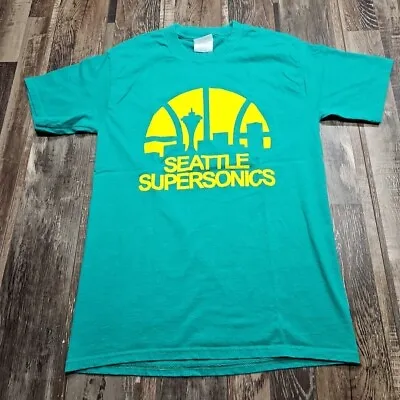 Vintage Seattle Supersonics Shirt Adult Small Green Graphic Print NBA Mens • $17.87