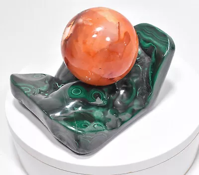 5.51  POLISHED MALACHITE Ashtray Bowl Sphere Stand  Video  - Congo A845 • $259