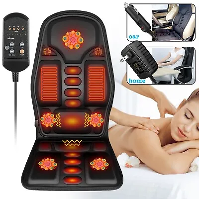 For Home & Car 8 Mode Massage Seat Cushion With Heated Back Neck Massager Chair • $46.49