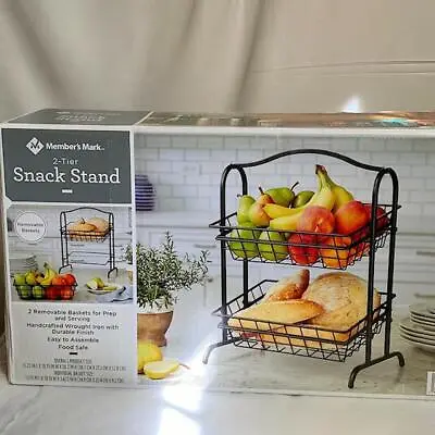 2-Tier Wrought Iron Snack Stand With Removable Angled Baskets • $29.90