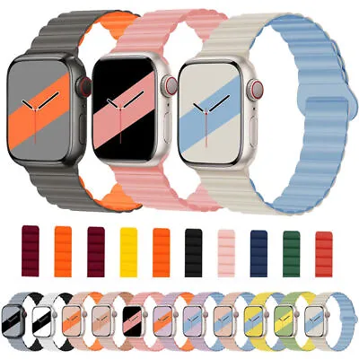 $20.99 • Buy Magnetic Silicone Link Strap Band For Apple Watch Series 8 7 6 5 SE 3 2 49/41mm