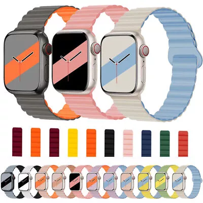 $20.99 • Buy Magnetic Silicone Link Strap Band For Apple Watch Series 8 7 6 5 SE 3 2 49/41mm