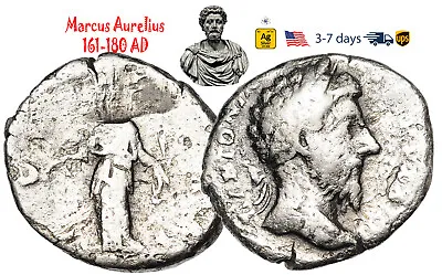 Ancient Roman Empire Coin Silver Denarius Marcus Aurelius 161 180 AD #31761 • $56