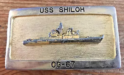 USS Shiloh CG-67 Navy Belt Buckle Metal Gold Tone USN Naval Cruiser • $29.99