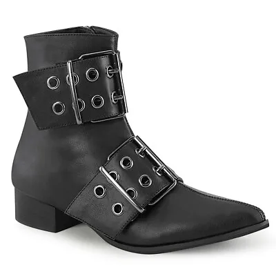 Black Pointy Toe Vampire 1960s Evil Villain Goth Halloween Costume Ankle Boots • $79.95