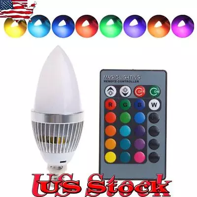 Multi Colour Changing LED Candle Light Bulb E12 E14 RGB Screw In Remote Control • $10.25