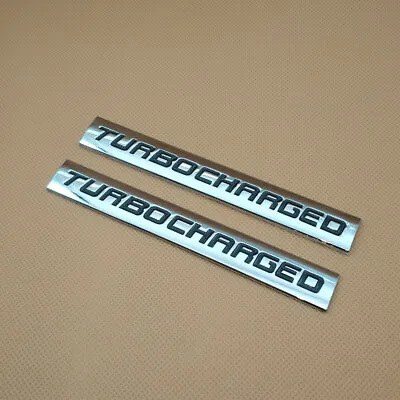 2Pcs Metal Chrome TURBOCHARGED Logo Silver & Black Auto Badge Sport Emblem Decal • $12.99