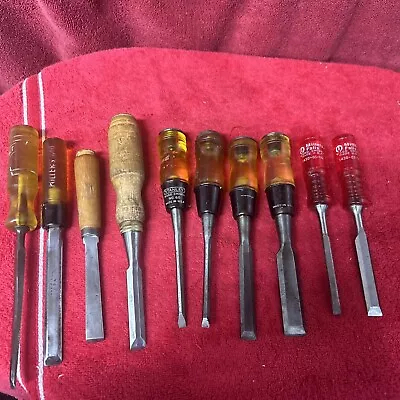 Vintage Carpenters Wood Chisel Lot 10 Total Stanley Millers Falls W. Germany • $14.50