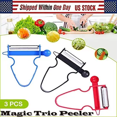 Set Of 3 Magic Trio Vegetable Peeler Potato Fruit Slicer Julienne Kitchen Tool • $5.99