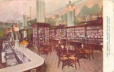 1908 The Loraine Candy Soda Shop Majestic Building Detroit Michigan Postcard • $19.99