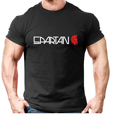 Spartan Text Gym T Shirt Mens Gym Clothing Training Top Bodybuilding MMA • £7.99