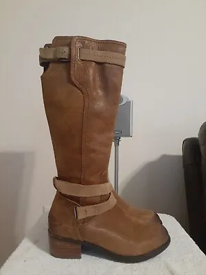 UGG Size 5.5 Darcy Darcie Brown Leather Riding 1004172 Tall Side Zip Boot NWOB • $89.84