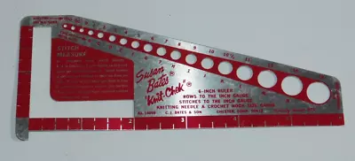 VINTAGE Aluminum Susan Bates  4099 Knit Chek Needle Gauge Stitch Measure Ruler • $6.50