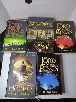 J.R.R.Tolkien The Hobbit & Lord Of The Rings Trilogy  Books + DVD'S Sealed Films • £13.99