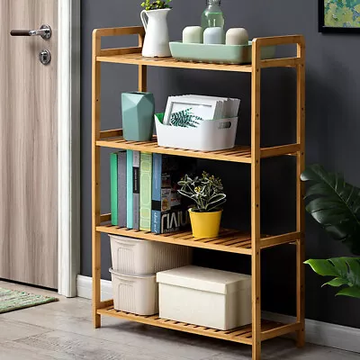 £33.96 • Buy 4 Tier Bamboo Shoe Rack Organiser Wooden Storage Shelves Stand Shelf Unit