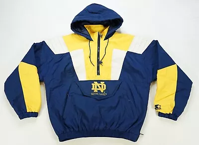 Rare Vintage STARTER Notre Dame Fighting Irish Color Block Puffer Jacket 90s XL • $69.99