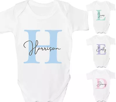 £6.99 • Buy Personalised Baby Grow Vest Shower Gift Boys Girls Any Name Sleepsuit White