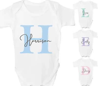 Personalised Baby Grow Vest Shower Gift Boys Girls Any Name Sleepsuit White • £4.50