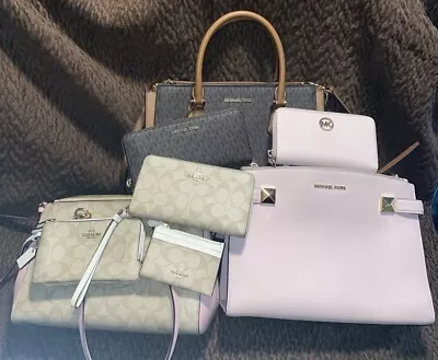 8 Piece Designer Handbag (3) And Matching Wallet (5) Lot Michael Kors And Coach • $350