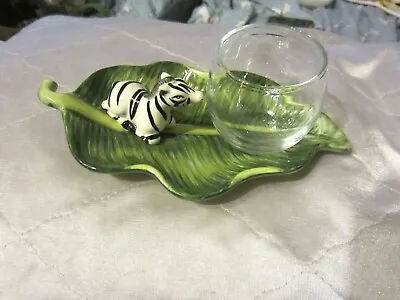 J. Willfred The Charles Sadek Zebra On Banana Leaf Tray Dish NEW NR • $27.95