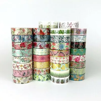 Floral Washi Tape - Rose Bloom Flowers Botanical Leaf Botanical Leaves Variety • $5.90