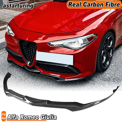 For Alfa Romeo Giulia Sport Sedan 2016-18 REAl Carbon Front Bumper Lip Spoiler  • $613.40
