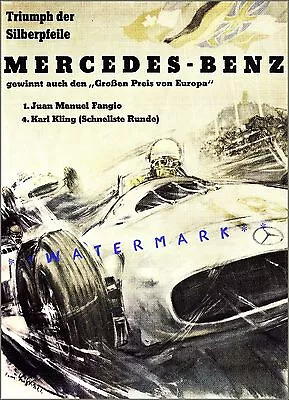 Mercedes Benz 1955 Grosser Preis Vintage Poster Print German Car Racing Advert • $27.45