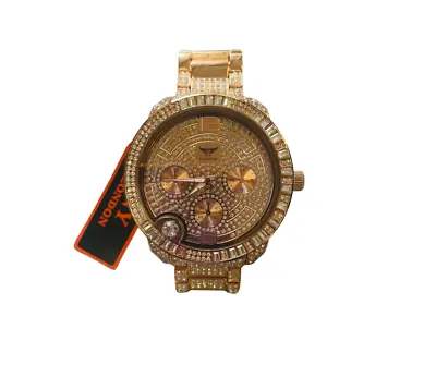 NY London Mens Rosegold Bling Watch PI-7498 • £34