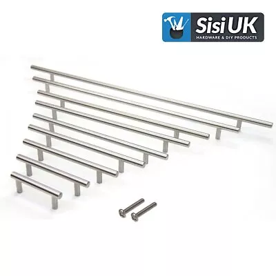 Door Handles Cupboard Cabinet Kitchen Drawer T Bar  Stainless Steel Handle • £1.06