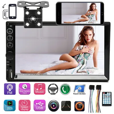 $63.51 • Buy 7inch Double 2Din Car Stereo TouchScreen Radio Mirror Link For GPS +  LED Camera