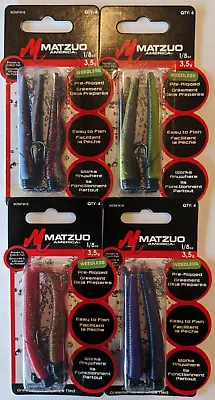 4 - MATZUO Weedless Ned Style Rigs - 4/Pk - 1/8 Oz. - Four Popular Colors! • $16.99
