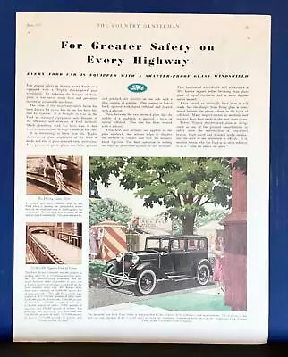 1931 New Ford Town Sedan Shatterproof Glass Vintage Print  Ad • $12.99