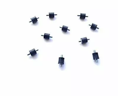 10 Rubber Vibration Isolator Mounts (7/16 Dia X 1/2 Ht) 8-32 X 3/8 Length Stud • $15.74