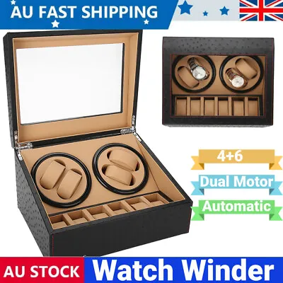 Luxury Automatic 4+6 Dual Motor Watch Winder Display Box Pu Leather Display Case • $75.98