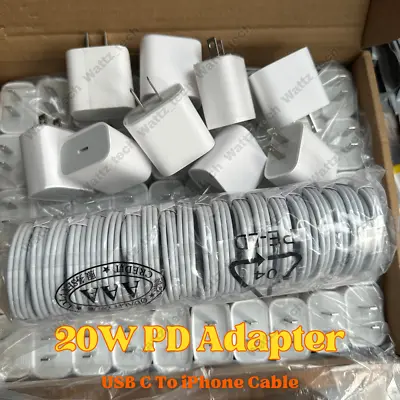 Bulk Lot 20W PD Power Adapter USB Type-C Fast Charger Cable For IPhone 14 13 11 • $219.31