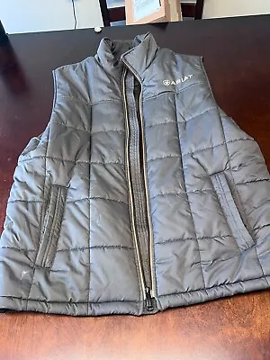 Ariat Crius Insulated Brown Full Zip Logo Puffer Vest Large • $45