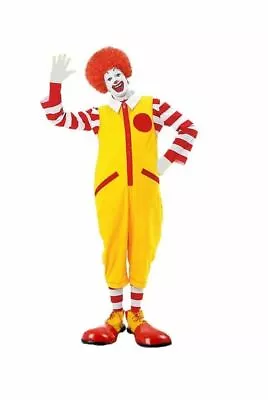 Mens Ronald The Clown Red & Yellow Fancy Dress Costume Jumpsuit & Accessories • $62.11