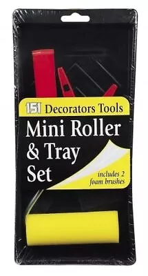 Mini Gloss And Emulsion Paint Roller Set With Tray 4 Inch Decorators Foam Brush • £8.49