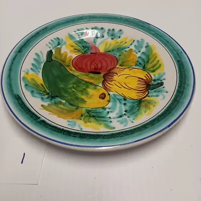 Vintage P.V. ITALY Peasant Village Pottery VEGETABLE Plate 8.5 . Hand Painted. • $25