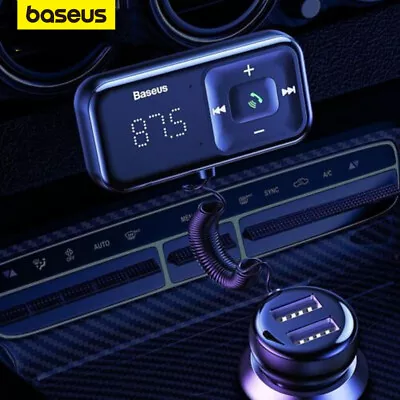 Baseus Handsfree Bluetooth 5.0 FM Transmitter USB Charger Car Kit Radio Adapter • £15.99