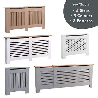 £43.95 • Buy Radiator Cover Wall Mounted Modern MDF White Grey Oak Plain Slat Pattern Wooden