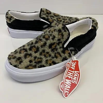 Vans Leopard Sherpa Slip On Shoes Mens Size 6 Woman’s Size 7.5 721454 No Box • $30