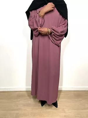 Womens Dark Pink Closed Abaya Muslim Modest Clothing One Size 56 UK 8-16 • £18