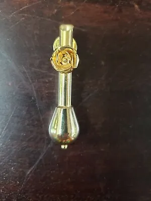 Vintage Mini Flower Vase Goldtone Metal Brooch Pin • $10